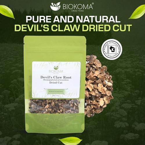 Biokoma Devil's Claw Root Dried Cut 3.55 oz Harpagophytum Procumbens Herb Loose Herbal Tea Joint Mobility Natural Support Comfort Resealable Pouch Pure No Preservatives Non GMO Caffeine-Free Kosher