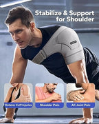 Komoko Shoulder Brace, Rotator Cuff Support Brace with Ice Pack Insertion Capability, Pressure for Preventing Strains and Dislocation, Alleviating Shoulder Pain, Adjustable Fit for Men and Women