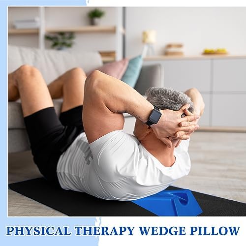 Suzile Mobilization Wedge 7.9 x 4.1 x 2 Inch Triangle Therapy Non Slip Silicone Wedge Pillow Sturdy Support for Relieve Spinal Pain Rehabilitation Tool(Blue)