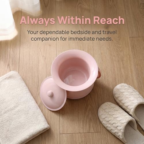 Spittoon with Lid Covered Night Urinal Compact Bedside Commode Bucket Pot for Children for Bedroom Emergency Home Use, Pink