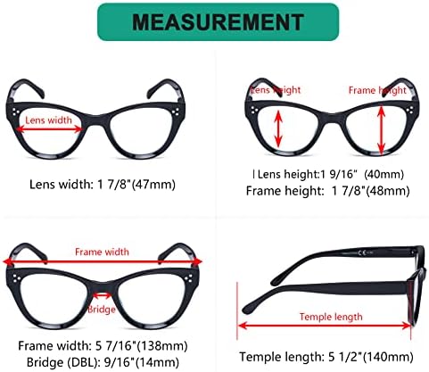 Eyekepper 4-pack Cateye Design Reading Glasses Oversized Readers for Women Reading +1.75