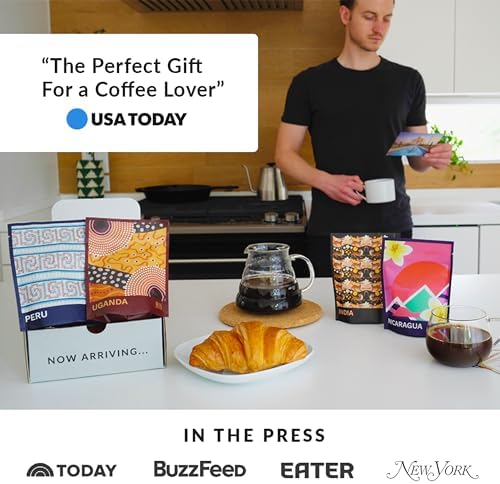 Atlas Coffee Club World of Coffee Set, Gourmet Coffee Gift Sampler, 4-Pack Variety Box of the World’s Best Single Origin Coffees, Whole Bean