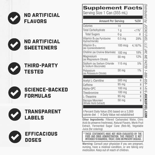 Jocko GO Energy Drink - Keto, Vitamin B12, Vitamin B6, Electrolytes, L Theanine, Magnesium- Energy Boost, Sugar Free Nootropic Monk Fruit Blend - 12 Pack (Pink Lemonade)