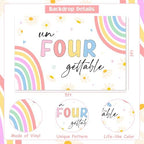 Unforgettable 4th Birthday Girl Decorations Backdrop 5 * 3ft Vinyl Cloth Fabric Photography Background for Princess Rainbow 4 Four Years Old 4th Girl Birthday Decoration