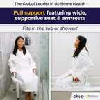Drive Medical Bathroom Bench with Back & Arms - Adjustable Height - Suction Tip Legs for Stability - Durable Plastic Seat - 350 Lb Capacity - White