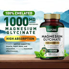 Built By Nature Magnesium Glycinate 1000mg – High Absorption Magnesium Supplement – 100% Chelated, Gentle on Stomach - Muscle, Heart, Bone & Relaxation Support - Non-GMO, Vegan - 120 Capsules