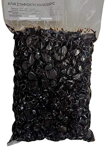 bretas Greek Big Black Olives from Halkidiki in vacuum extra Fresh 3.00kg ,6.6 Pound (Pack of 1)