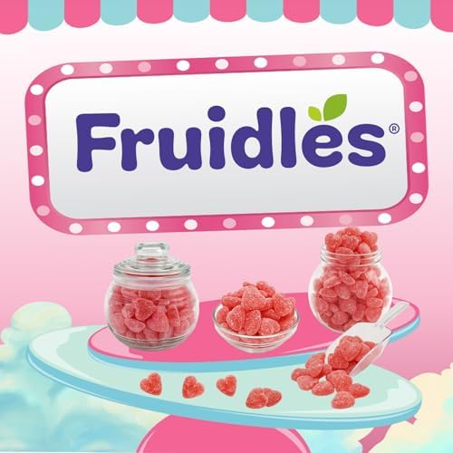Fruidles Cherry Hearts Sanded Gummi Jelly, Delicious Gummy Candy, Fun and Festive Holiday Snacking, Party Favor, 5 Gram (Half-Pound)