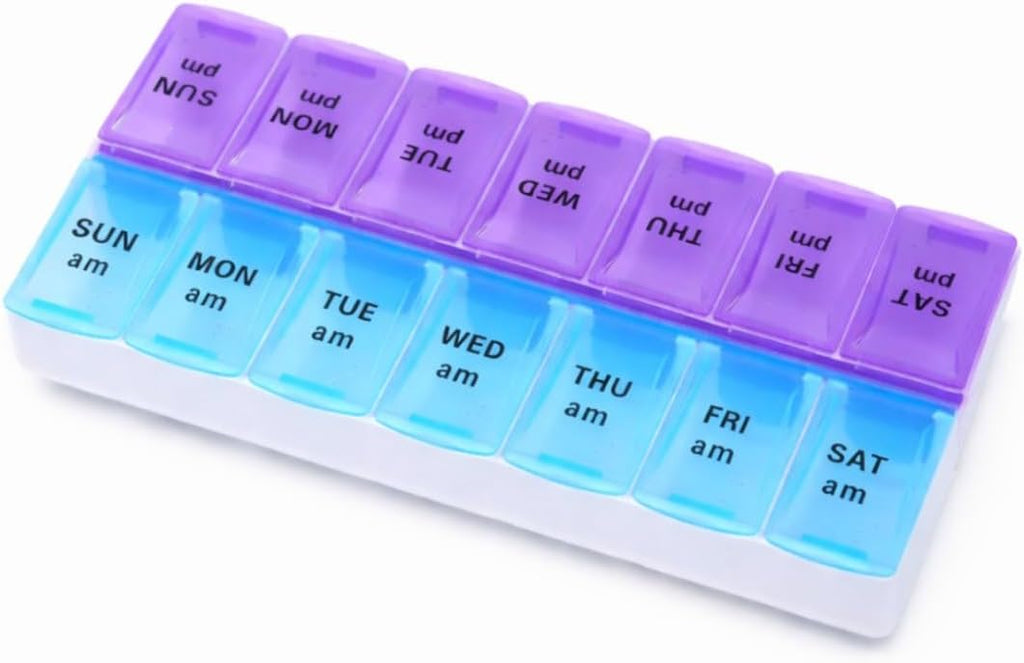 7-Day AM PM Travel Pill Container, 2 Times a Day, Convenient Travel Pill Organizer and Planner, Compact, Portable 7-Day Medicine Organizer Box with 14 Compartments for Home, Travel, Office, BPA-Free