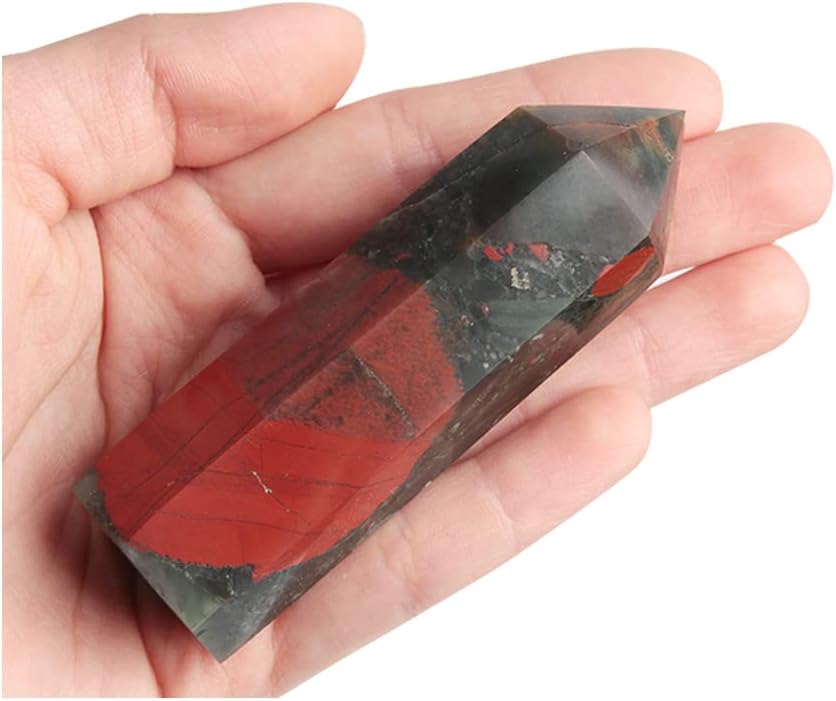 Acxico 1Pcs 80-100mm Natural Bloodstone Obelisk Tower Point Crystal Energy