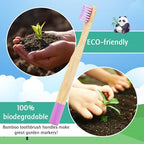EcoFrenzy - Kids Bamboo Toothbrush - Child Size Soft BPA Free Color Safe Bristles (4 Pack)