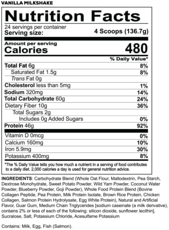REDCON1 MRE Protein Powder, Vanilla Milkshake - Meal Replacement Protein Blend Made with MCT Oil & Whole Foods - Protein with Natural Ingredients to Aid in Muscle Recovery (25 Servings)