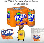 Original European FANTA Orange Flavor Soda Soft Drink- 6pack 330ml/each With FANTA Sticker