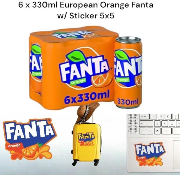 Original European FANTA Orange Flavor Soda Soft Drink- 6pack 330ml/each With FANTA Sticker
