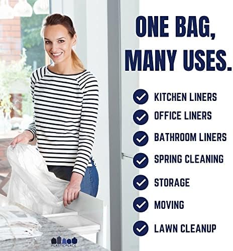 Plasticplace 20-30 Gallon Trash Bags │ 0.7 Mil │ White Garbage Can Liners │ 30" x 36" (200 Count)