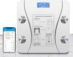 Smart Scale for Body Weight, Digital Bathroom Weighing Scale with Smart Sync App, BMI, Body Fat, Muscle Mass, Accurate Bluetooth Home User Health Equipment (White)