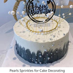 EPHVODI Sprinkles for Cake Decorations, Black Gold Silver and White Pearl Sugar Sprinkles for Cupcake Toppers Wedding Party Halloween Christmas Supplies