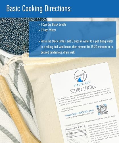 CLEAR CREEK Black Lentils | Caviar or Beluga Lentils | 4 lbs | Non-GMO | Kosher | Vegan | Non-Irradiated
