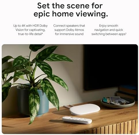 Google TV Streamer 4K - Fast Streaming Entertainment on Your TV with Voice Search Remote - Watch Movies, Shows, Live TV, and Netflix in 4K HDR - Smart Home Control - 32 GB of Storage - Hazel