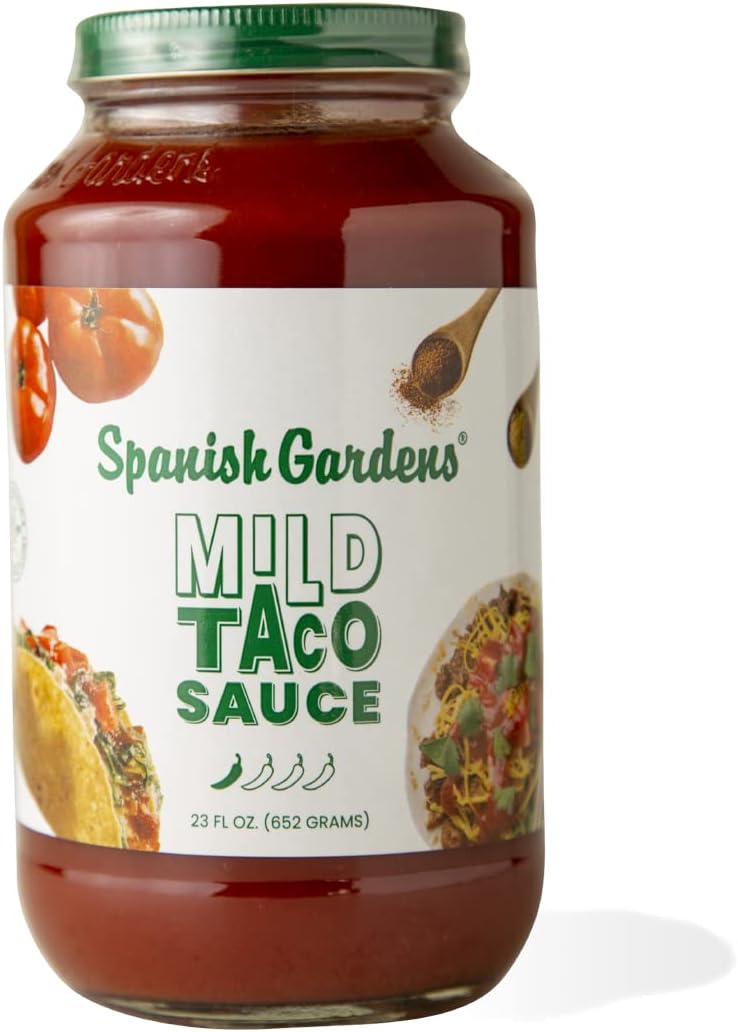 Spanish Gardens Mild Taco Sauce (6 Pack) — Mild Sauce for Authentic Mexican Food — Original Family Recipe for Tex Mex Food (23 oz)