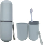 HEIPINIUYE Light Blue Travel Toothbrush Holder, Toothbrush and Toothpaste Travel Case Portable Toothbrush Holder with Cover for Traveling Bathroom Business Camping School