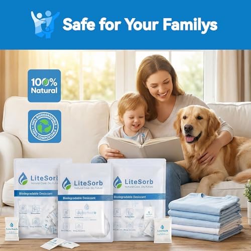Natural Plant Fiber Moisture Absorbers for Food, Premium Moisture Absorption Desiccant Eco-Friendly Biodegradable Safe for Luxury, Collectibles, Handbags, Shoes, Camera, Guitar (2g x 50pcs)