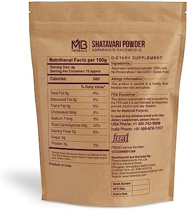 MB Herbals Pure Shatavari Powder 227 Gram | 8 oz | 100% Pure Asparagus racemosus