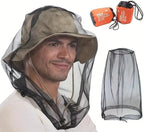 Mosquito Head Net Mesh with Drawstring, Bug Face Netting for Hats, Mesh Face Shield for Men & Women for Outdoor Hiking Camping Climbing Walking