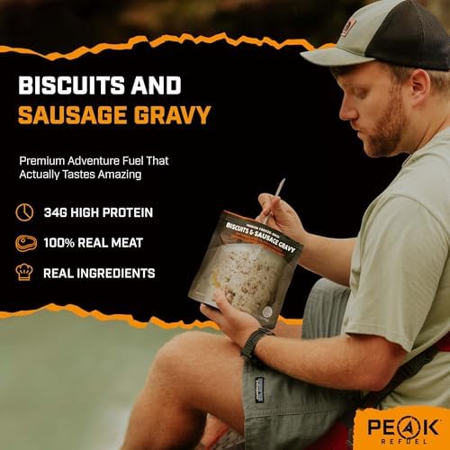 Peak Refuel Biscuits & Sausage Gravy | Freeze Dried Backpacking, Camping & Emergency Prep Food | 2 Servings Pouches