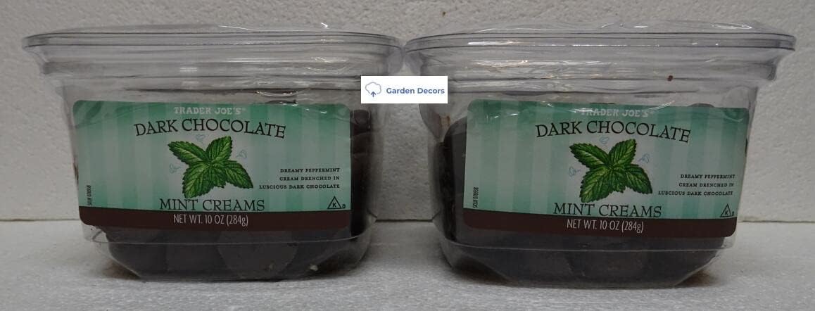 Trader Joe's Dark Chocolate Mint Creams 10oz 284g (Two Tubs)