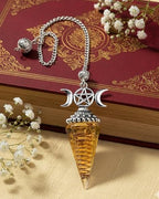 RENEMEGO Citrine Pendulum Crystal for Divination - Witchcraft Supplies for Dowsing, Pendulos De Energia, Wiccan Supplies and Tools, Crystal Pendulum for Chakra Meditation Energy Balancing Gift
