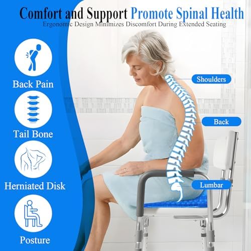 Anycosy Shower Seat Cushion Waterproof Sauna Seat Cushion Bathtub Cushion for Sauna,Slip-Resistant 3D Foam Mesh Bathtub Chair Pad with Hook,Quick Drying Shower Seat Mat for Elderly (Blue, Medium)