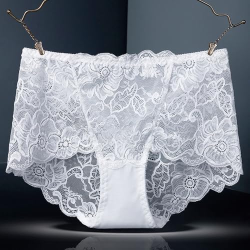 Women's High Waisted Brief Lace Panties Plus Size Panties Soft Stretch Tummy Control Underwear Full Coverage Briefs