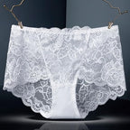 Women's High Waisted Brief Lace Panties Plus Size Panties Soft Stretch Tummy Control Underwear Full Coverage Briefs