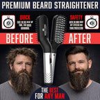 Beard Straightener Grooming Kit for Men, Beard Growth Kit, Wash, Brush & Comb, Unscented Growth Oil, All Natural Sandalwood Balm, Conditioner, Razor & Scissors, Great Gift Idea for Men's (Black)