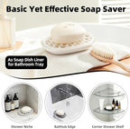 2 Pack Soap Dish for Shower, Non-Slip Silicone Bar of Soap Holder Saver Pad with Efficient Drainage Holes, Bar Soaps Saver for Shower Niche/Shelf, Bathtub, Bathroom Sink, Kitchen Counter