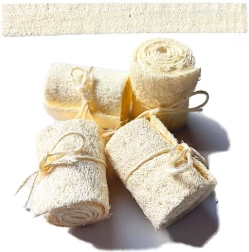 4 Pack 17.7in Natural Exfoliating Face Pad Loofah Sponge Facial Brush - Cut Out The Size You Want - Makeup Remover - Shower Scrubber - Remove Dead Skin - Renewable Resource