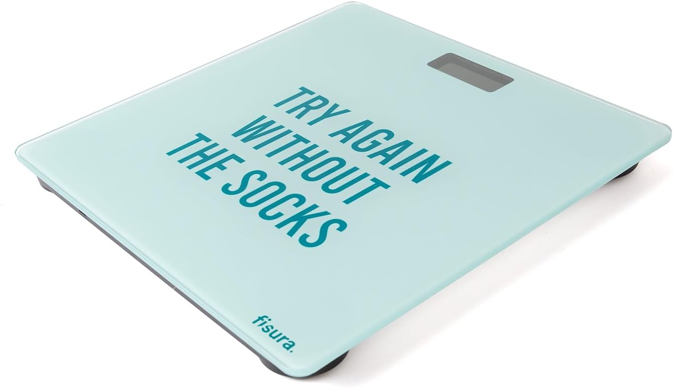 Fisura - Digital Bathroom Scale Try Again. Glass Bathroom Scales. Electronic Bathroom Scales up to 180 kg and 50 g Accuracy, Step-On Technology. 11,81 X 11,81 inches