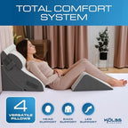 Kolbs 4pcs Orthopedic Bed Wedge Pillow Set for After Surgery, Sleep Apnea Pillow | Stylish Plush Velvet Cover | Deluxe Cushion Set for Sleeping and Acid Reflux, Sleep Apnea Devices (4 Piece Wedge Set)