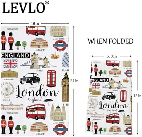 LEVLO London Kitchen Towel - Travel Souvenir Gift England Trip Dish Towels UK Vacation Merchandise