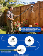Electric Solar Panel Cleaning Kit, 20FT Solar Panel Cleaning Brush and Pole with Soap Dispenser, Telescopic Water Fed Pole, Solar Panel Cleaner Solution for Windows, Roof, RV