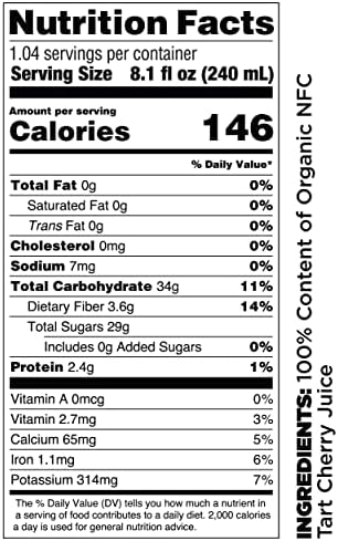 Pomona Organic Pure Tart Cherry Juice, Cold Pressed, Non-GMO, No Sugar Added, Not from Concentrate, Gluten Free, Kosher Certified, Preservative Free,8.4 Fl Oz (Pack of 12)