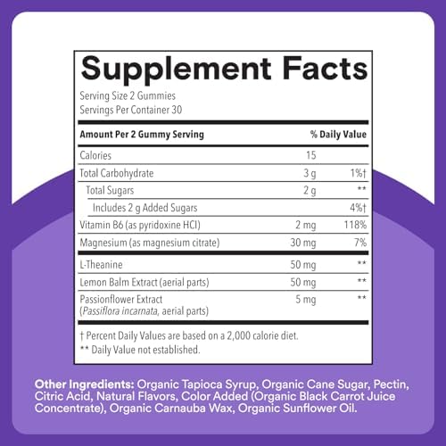 SmartyPants Kids Sleep Gummies Supplement Zero Melatonin: L Theanine, Lemon Balm & Magnesium, Sleep Aid, Strawberry Flavor, 60 Count