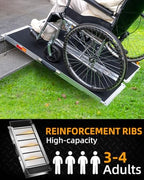 VNN Portable Wheelchair Ramp 4FT, Non-Slip Aluminum Ramps for Wheelchairs for Home, Handicap Wheelchair Ramps for Home Steps, Aluminum Loading Dock Plates, Doorways, Black
