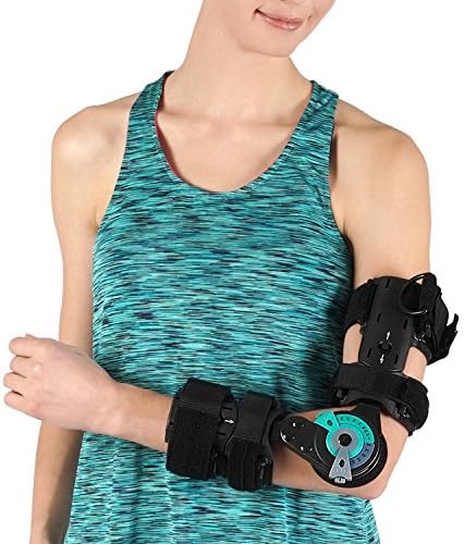 Soles Hinged Elbow Brace Support Post Op Injury Recovery, ROM Orthosis Adjustable Range of Motion One Size Fits All Unisex