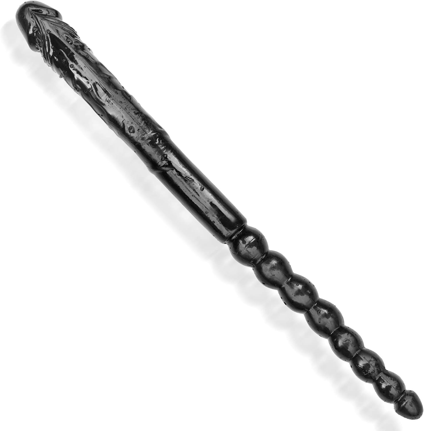 Double Ended Dildo 18.89 inch Cock Dong Anal Beads with Veins and Glans for Vagina Anal Stimulation Double Side Penis Massager Sex Toy for Lesbian Women Men Black TJIJP