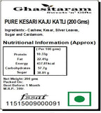 Ghasitaram Gifts Pure KESARI KAJU KATLI (200 GMS)