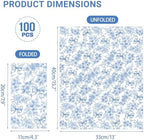 100 PCS Blue Napkins Disposable, Blue Bow Floral Napkins, 3 Ply Printed Decorative Flower Guest Napkin, Chinoiserie Napkin, Bridal Shower Wedding Decorations, Birthday Table Party Supplies