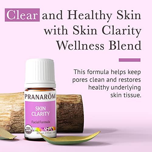 Pranarom - Skin Clarity Essential Oil Blend (5ml) - Lavender, Tea Tree, Thyme, Rosemary, Niaouli, Chamomile, & Helichrysum - 100% Pure Essential Oil for Skincare | USDA and ECOCERT Certified Organic