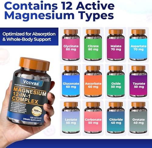 Magnesium Complex 700mg – 12-in-1 Magnesium Supplement with Glycinate, Citrate, Malate, Oxide, Taurate & More – High Absorption for Muscle, Heart, Sleep, Bone, Nerve Support –120 Capsules